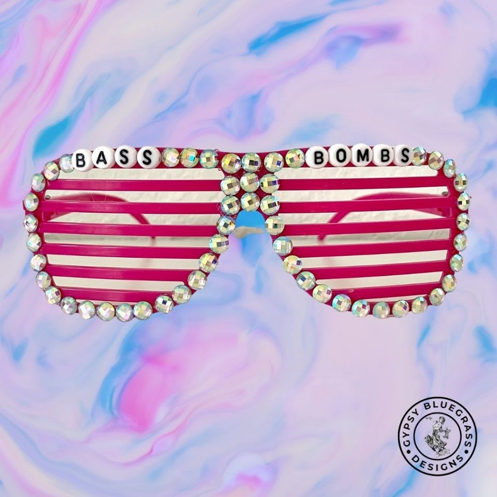 Base Bombs Festival Party Bling 80's Slotted Shutter Glasses